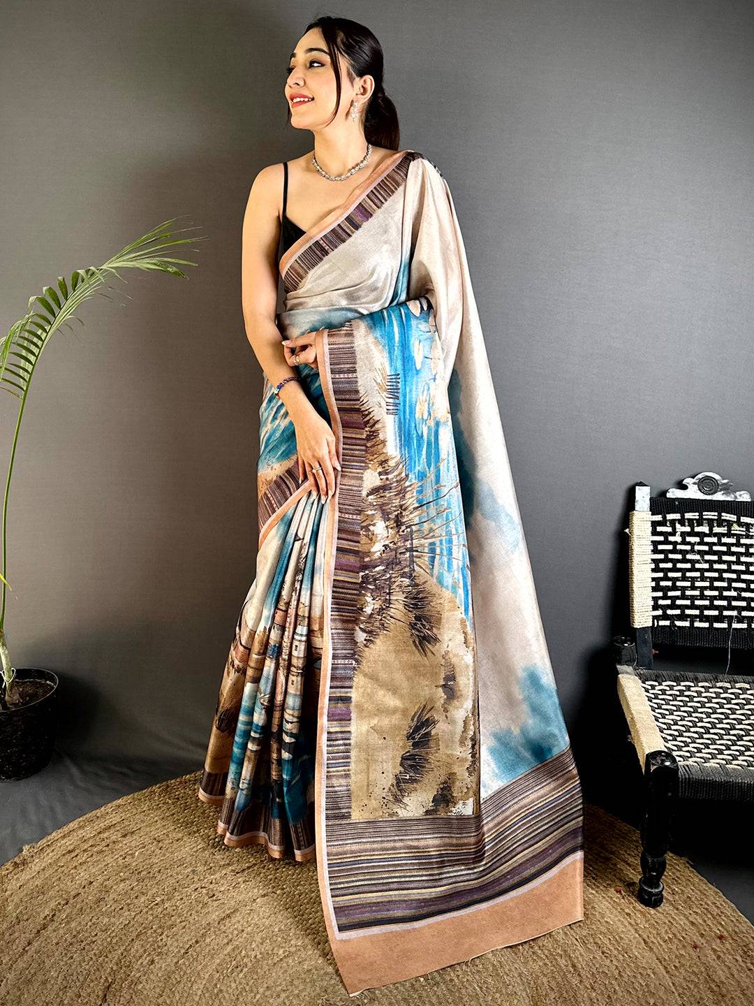 Royal Japanese Poster Tussar Saree