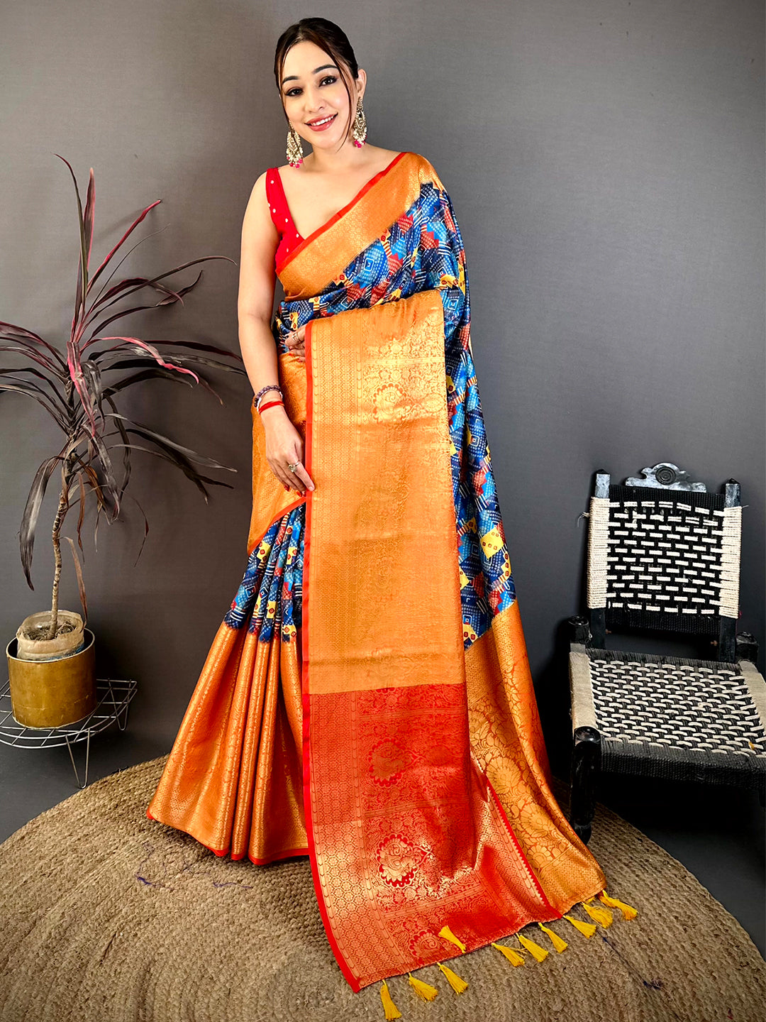 Opulent Soft Silk Digital Print Kanchi Saree