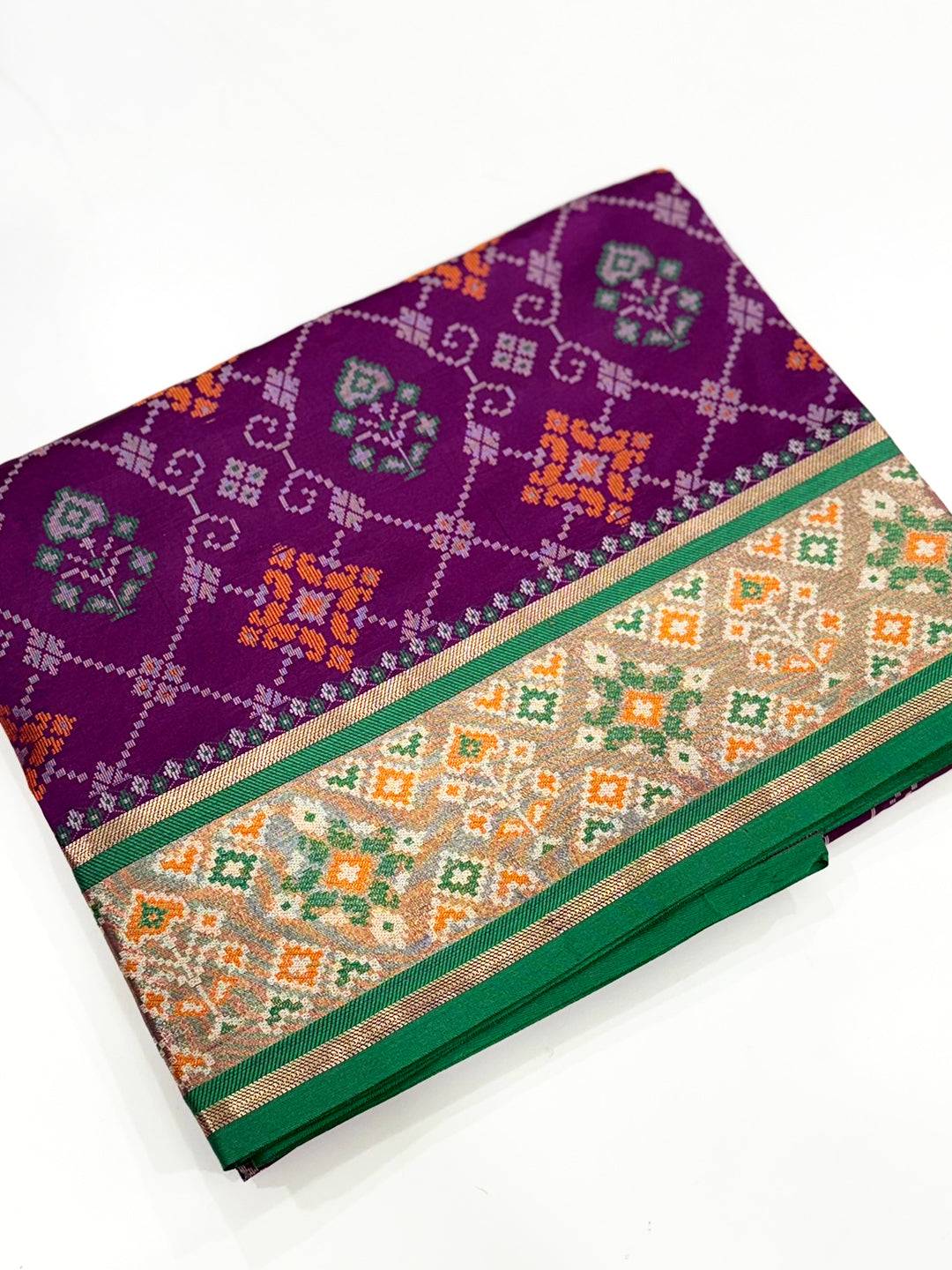 Wine Pochampally Patola Soft Silk Saree