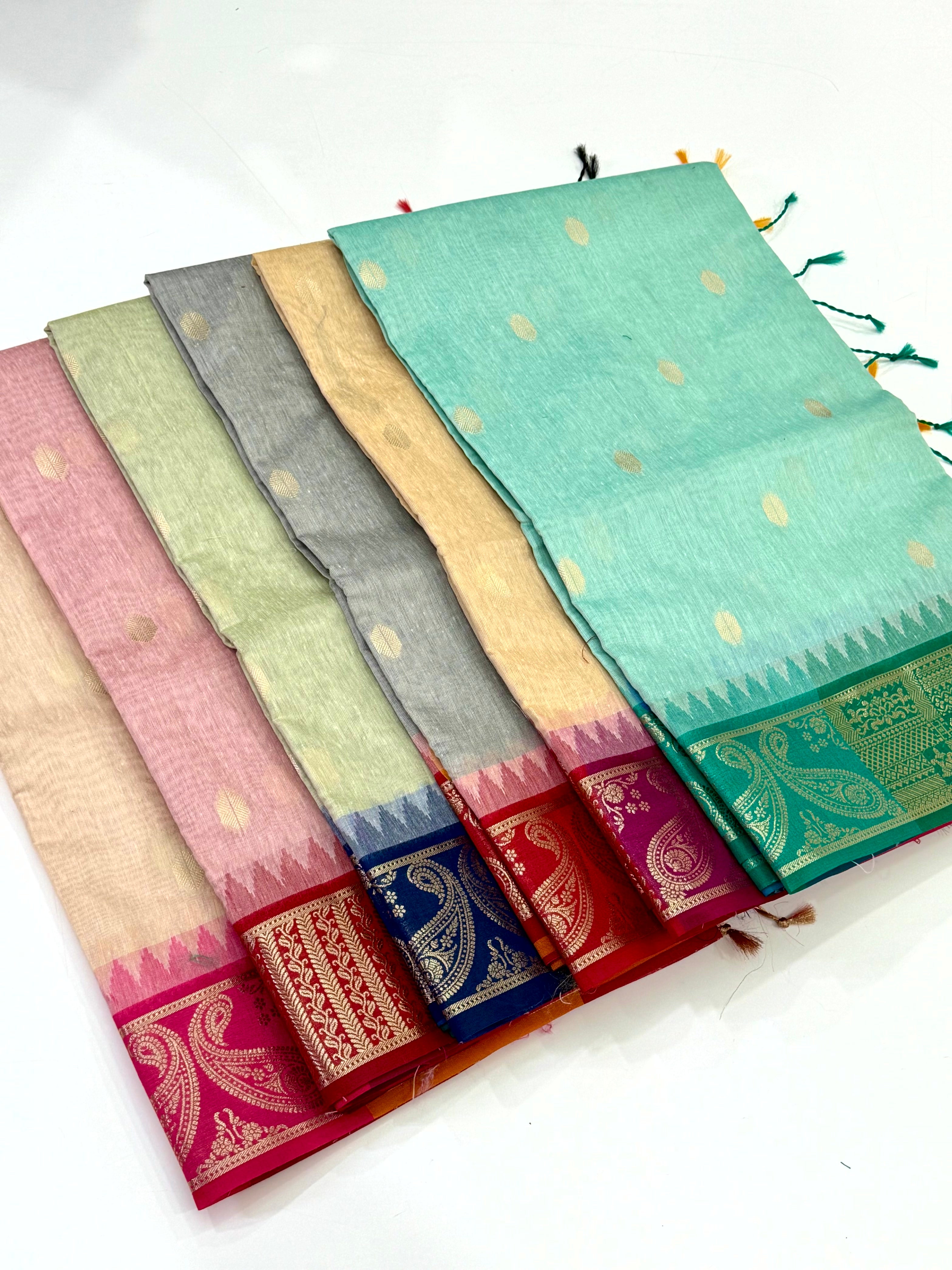 Cream Soft Mull Kanchi Pattu Saree