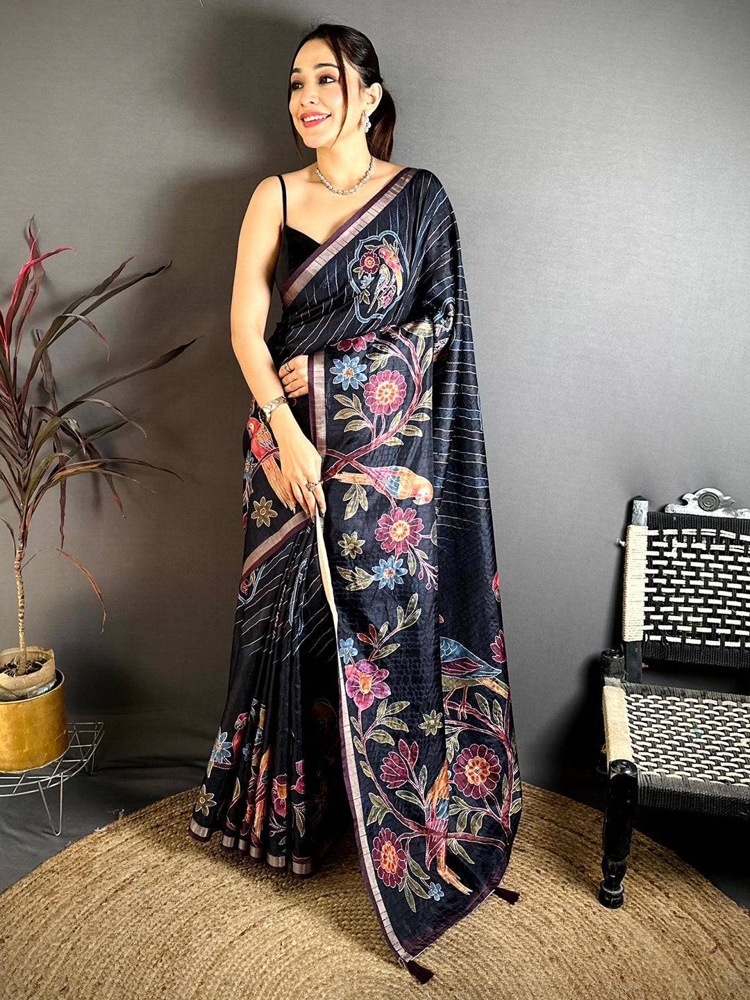 Radiance Tussar Digital Katha Saree