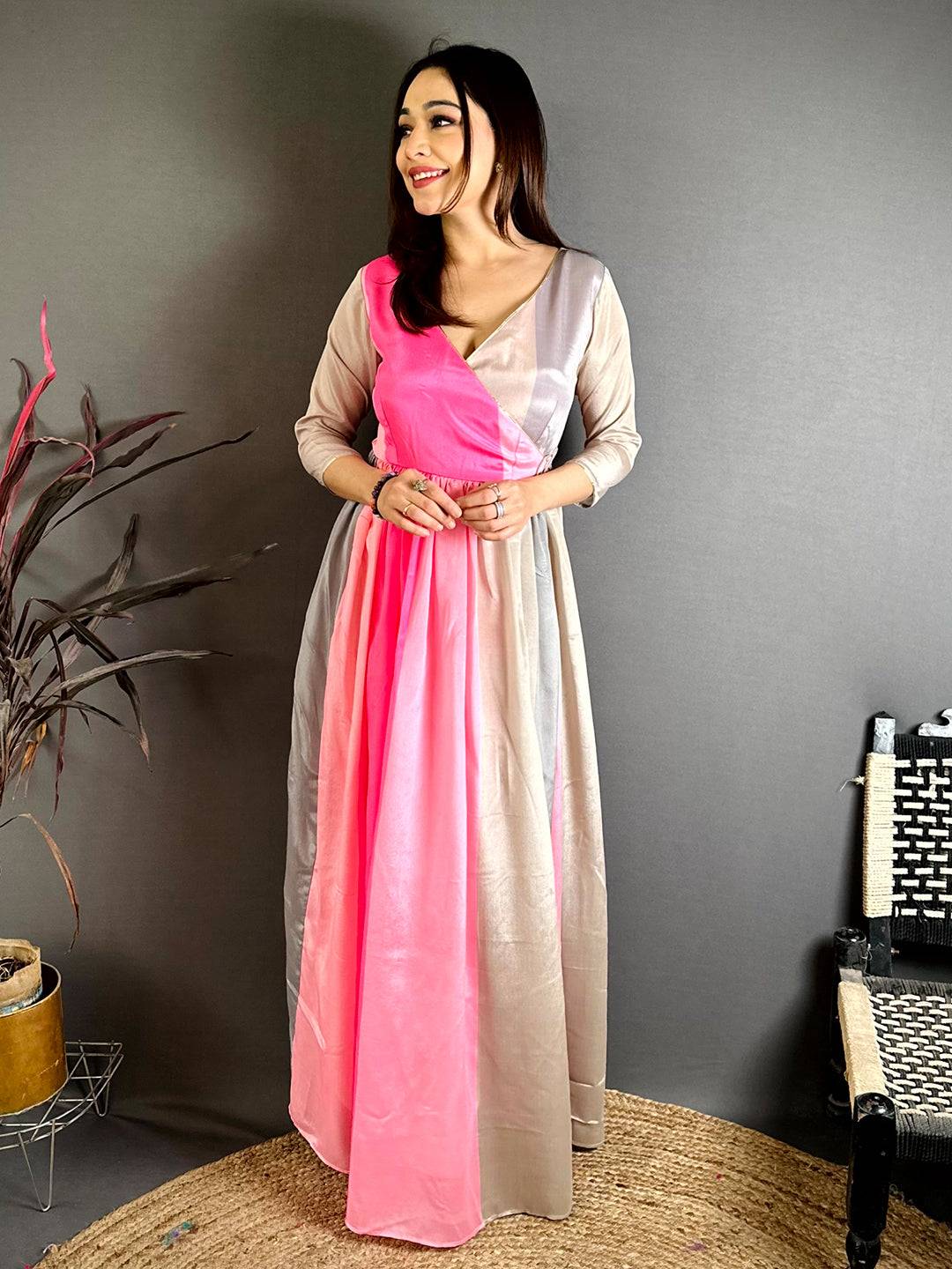 Modern Regal V Neck Dress