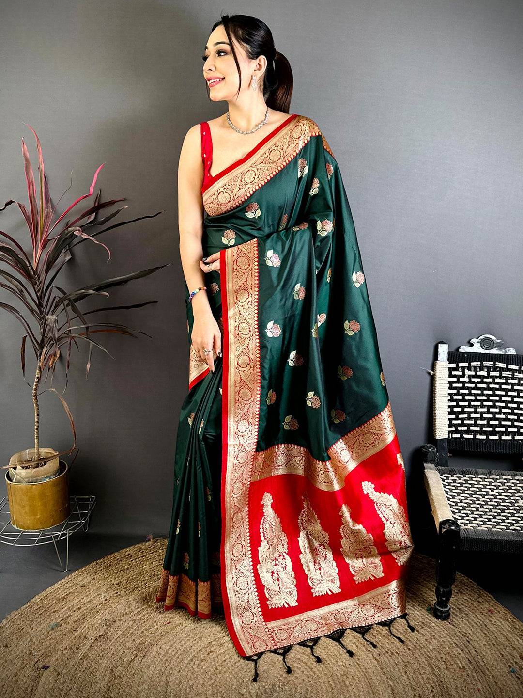 Green Grace Soft Silk Gadwal Saree