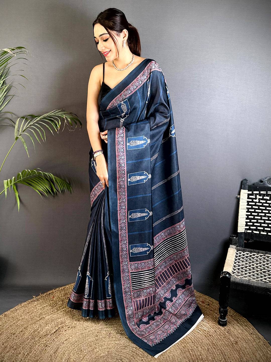 Classic Soft Tussar Digital Print Saree