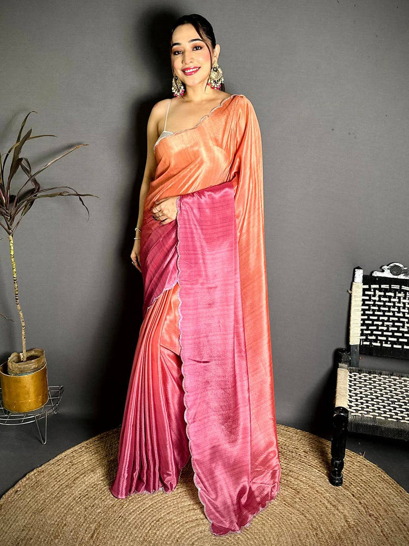 Elegant Ombre Chiffon Diamond Saree