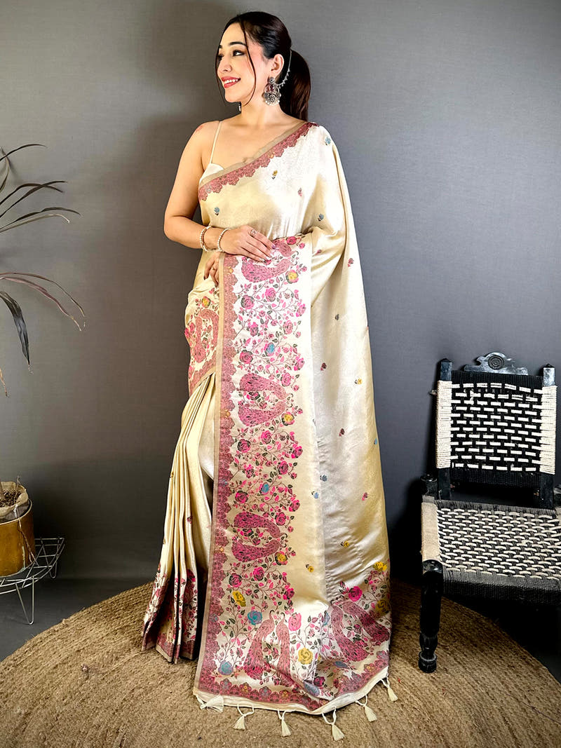 Elegant Paisley Jacquard Zari Weaving Saree