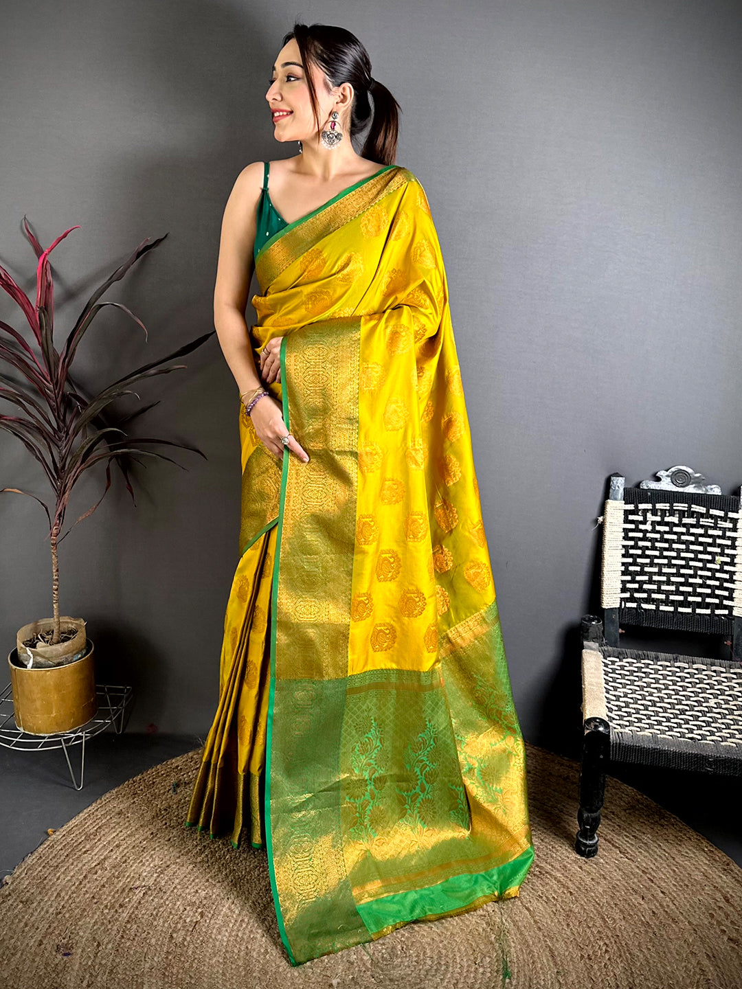 Artistic Copper Zari Banarasi Katan Silk Saree