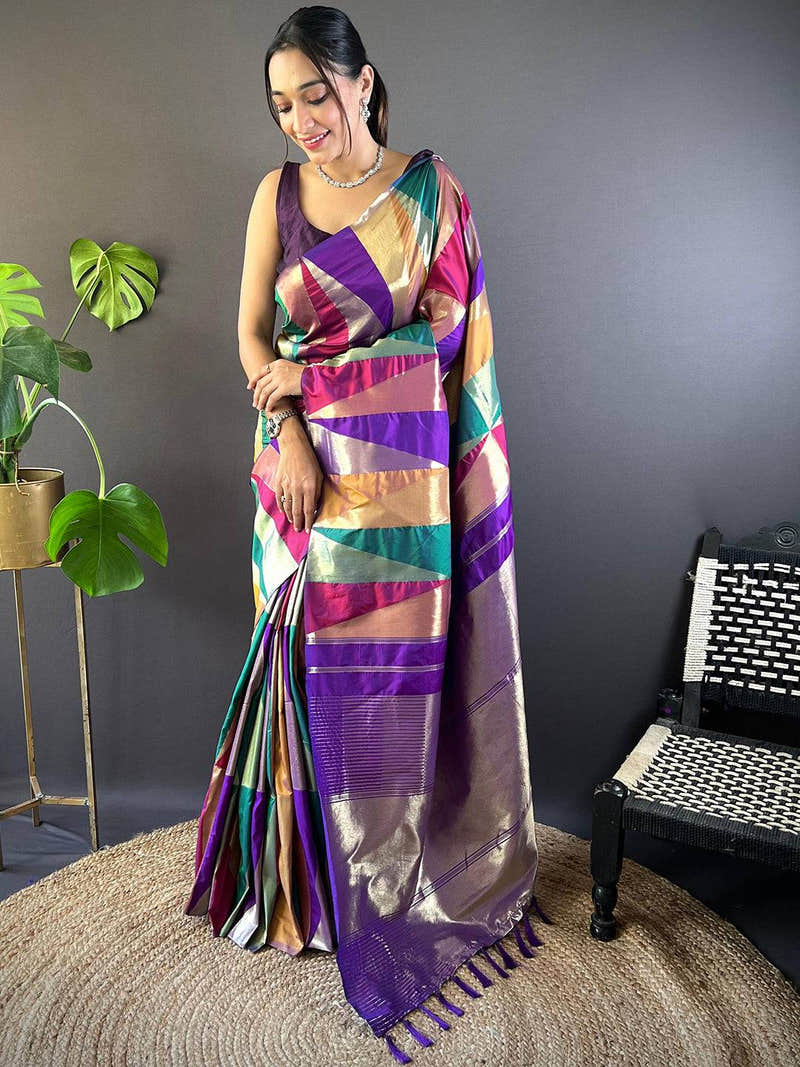 Geometrical Design Kanjivaram Silk Saree