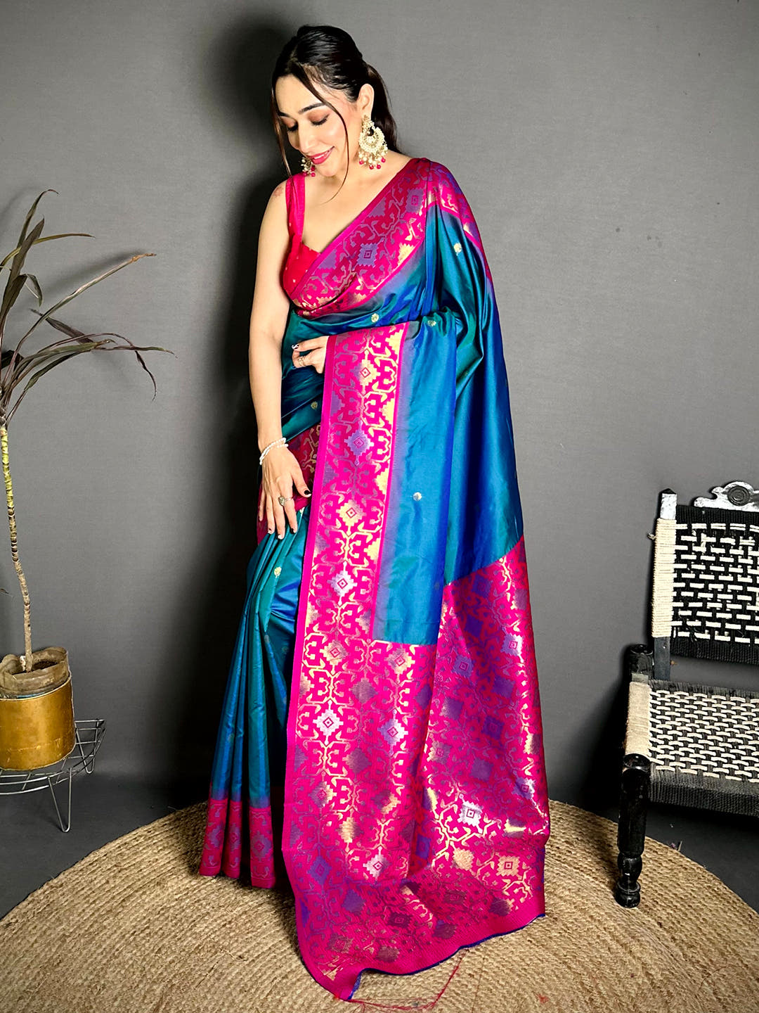 Azure Blue Soft Silk Kanjivaram Saree