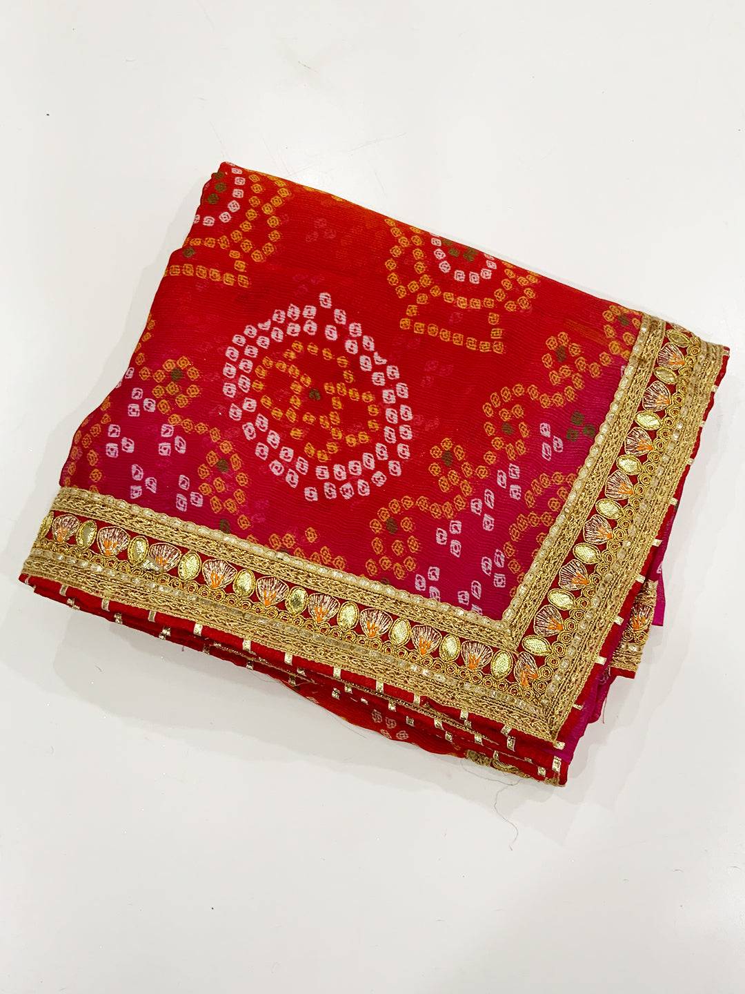 Radiant Bandhani Foil Chiffon Saree