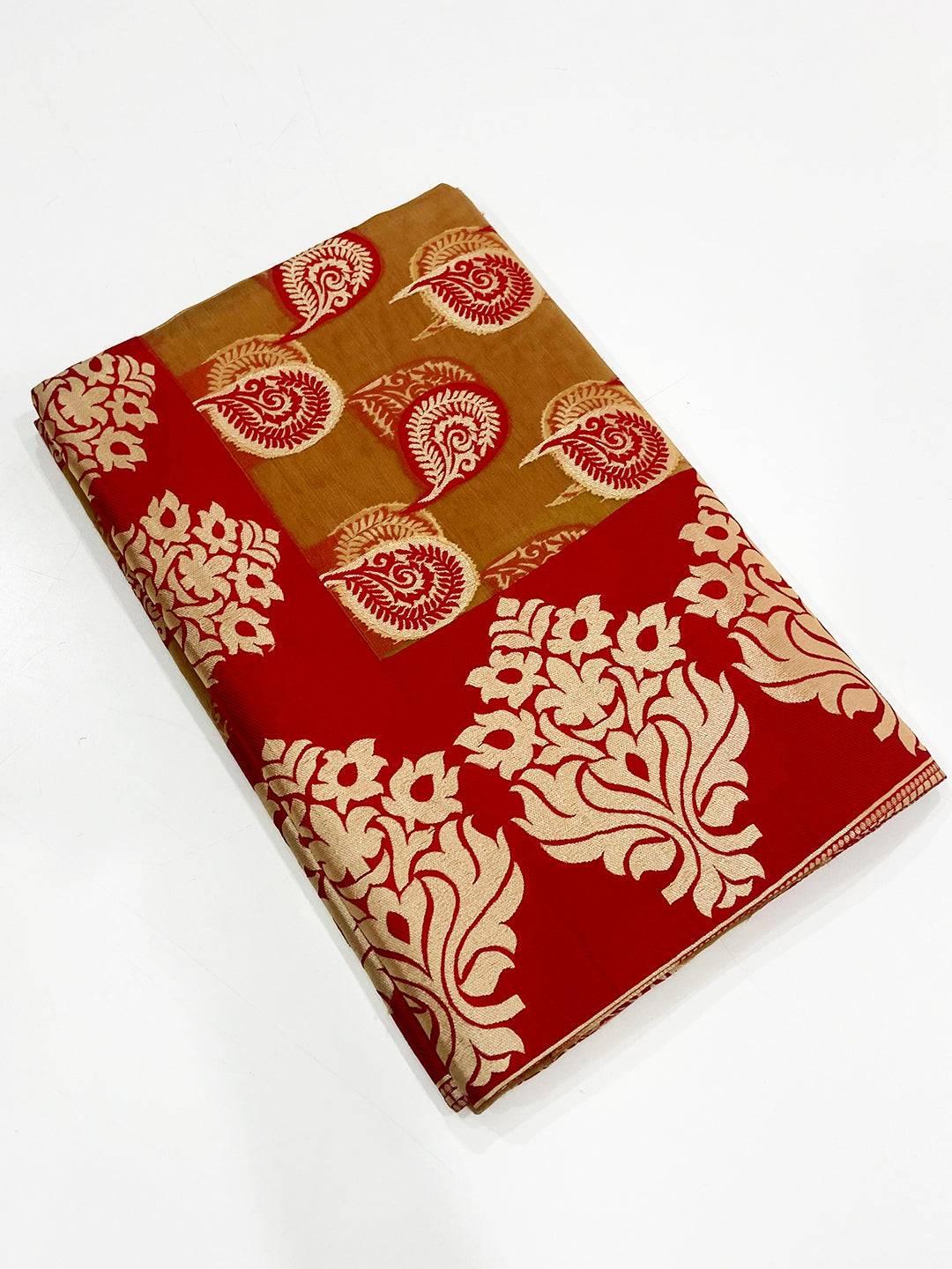 Red Glass Organza Minakari Pallu Saree