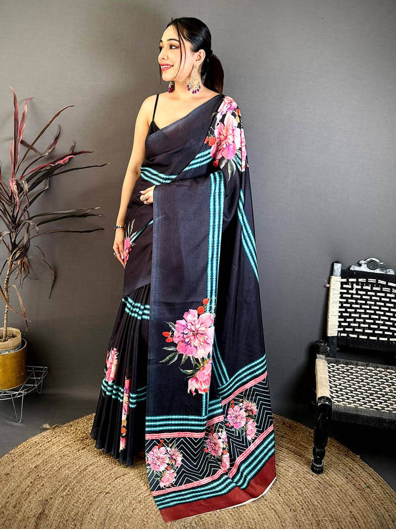 Heritage Floral Shibori Print Saree