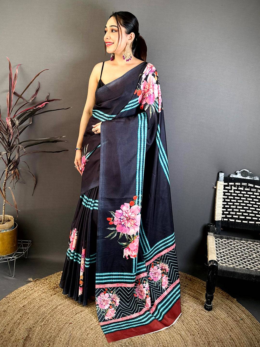 Heritage Floral Shibori Print Saree