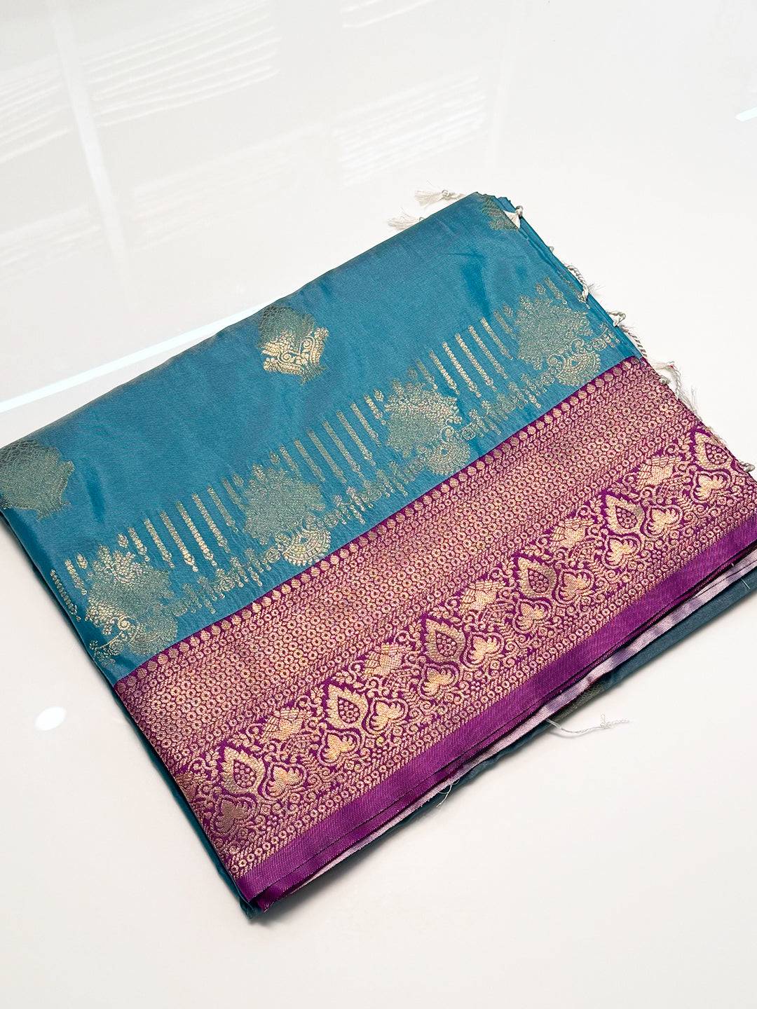 Soft Silk Bali Jewellery Zari Butta Saree