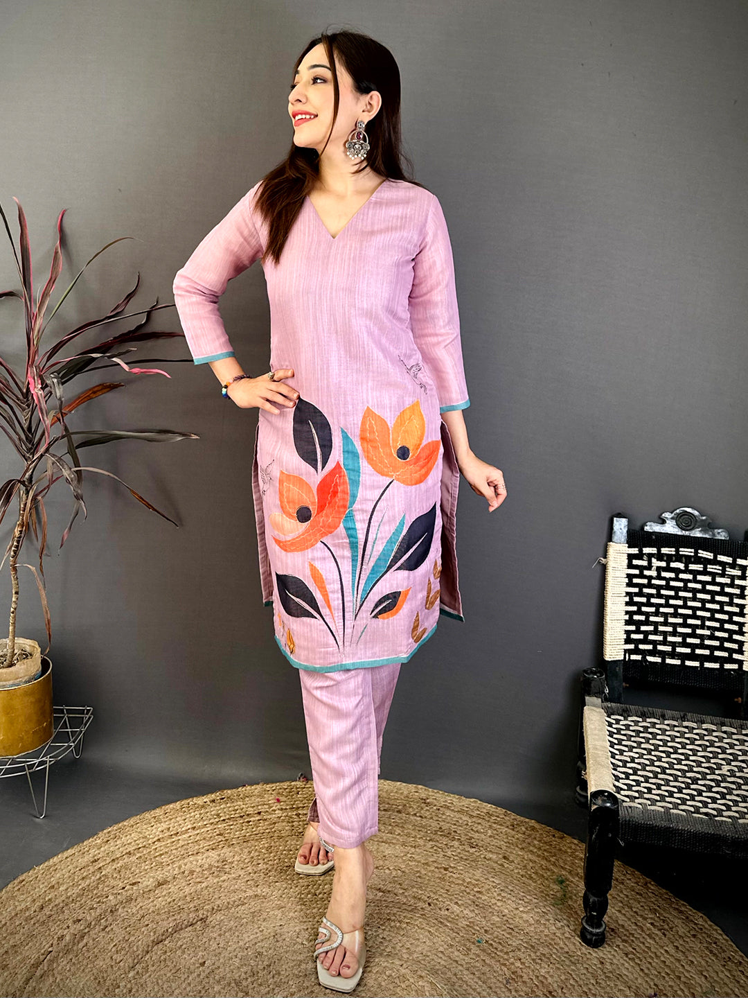 Vibrant Cotton Zari Ari Work Kurti
