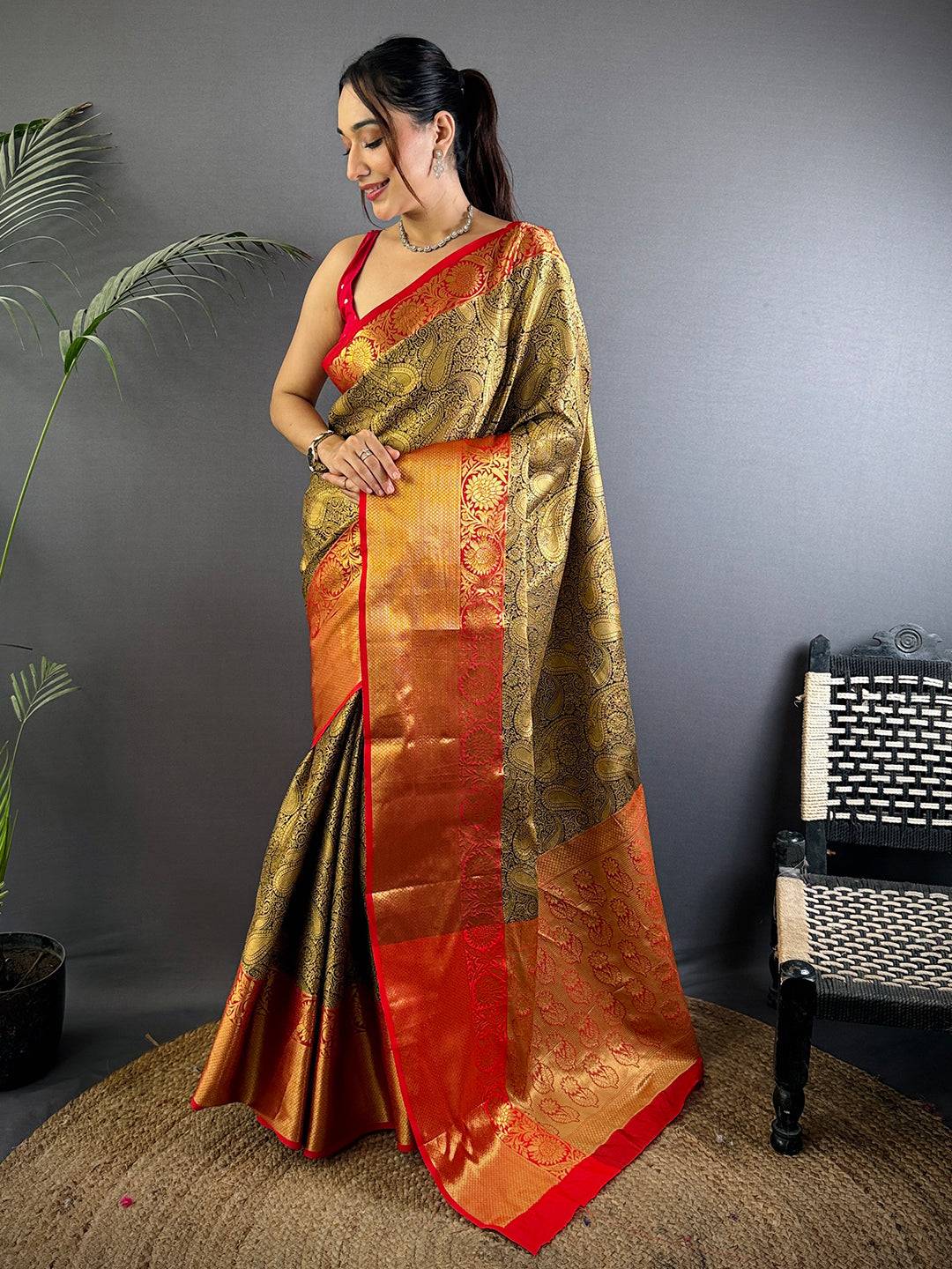 Black Radiance Banarasi Katan Silk Saree