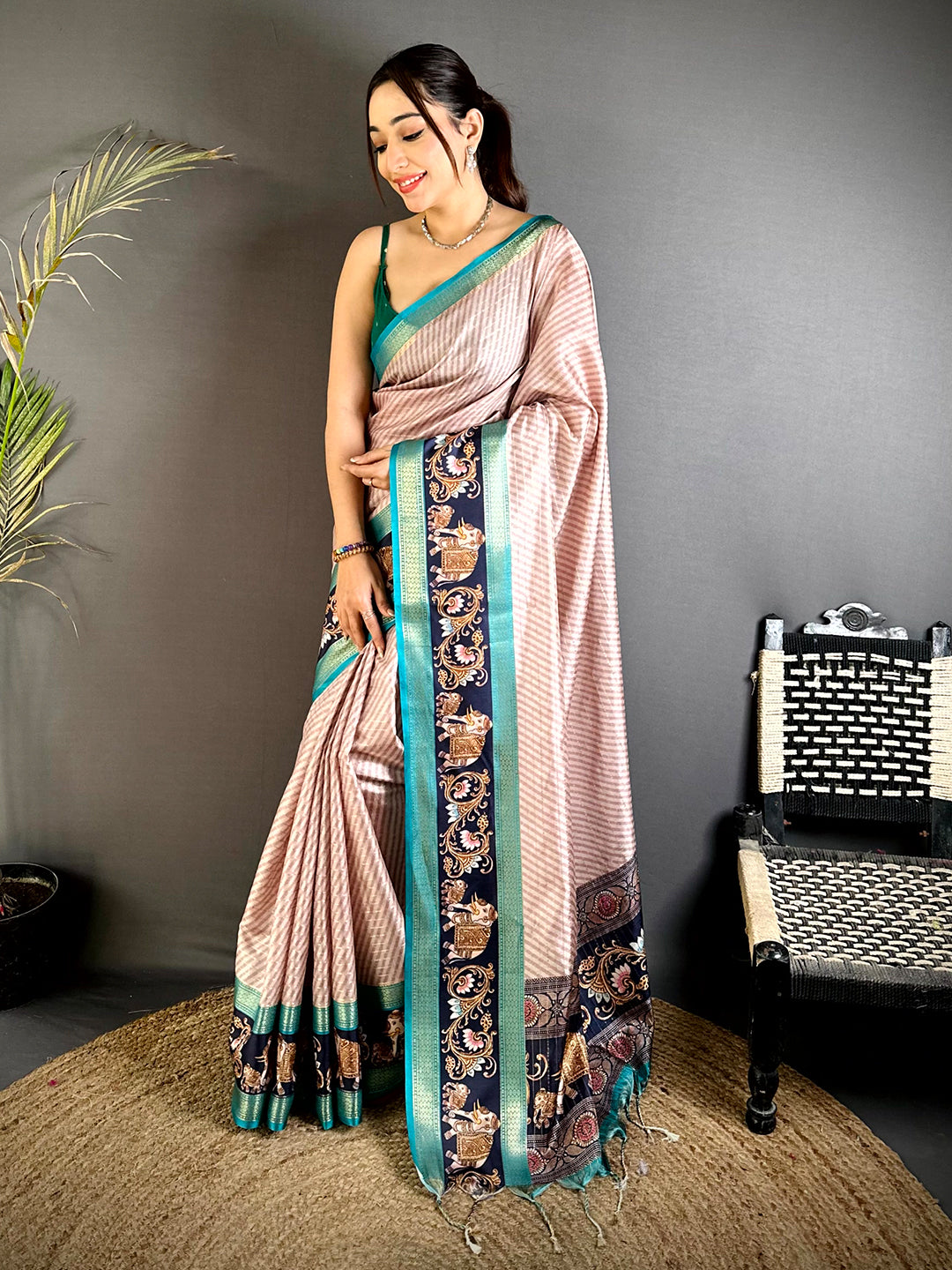 Classic Gadwal Weave Self Zari Saree