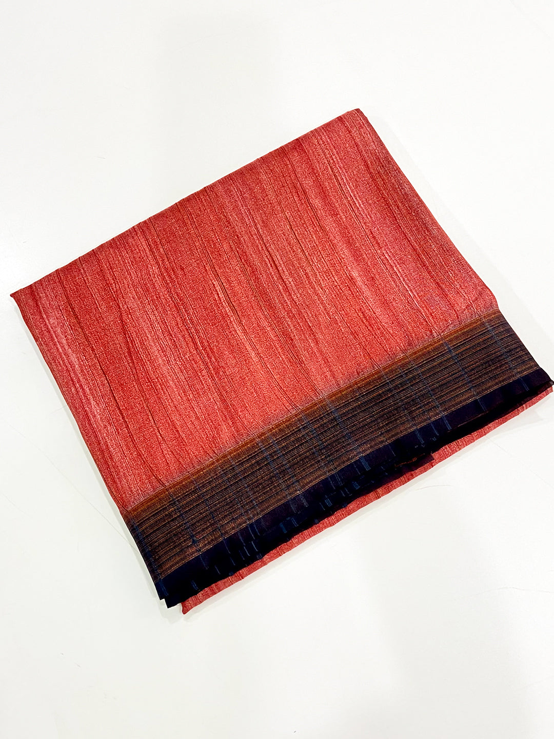 Rust Red Tussar Ghicha Print Saree