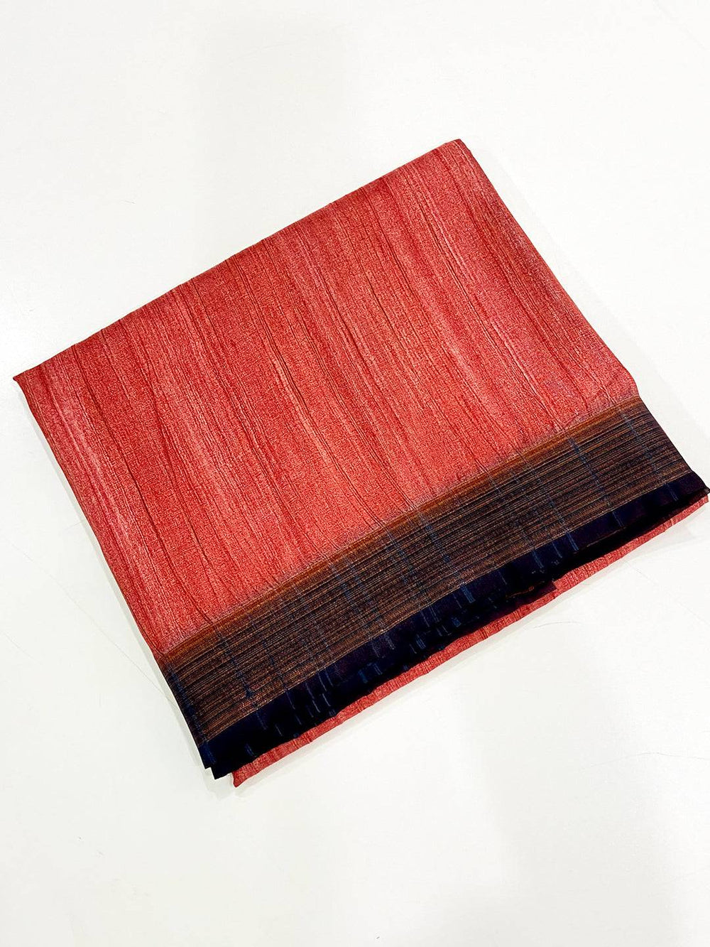 Rust Red Tussar Ghicha Print Saree