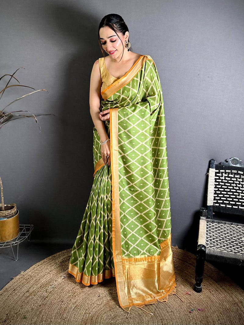 Artisan Gaji Lakda Patta Ikkat Saree
