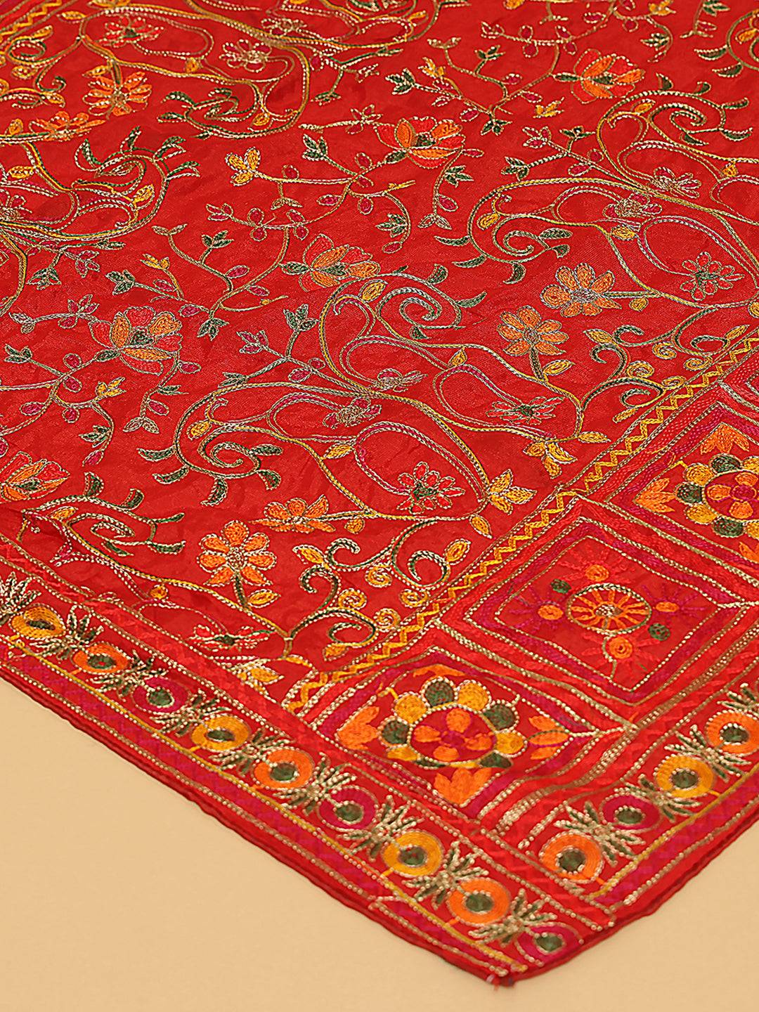 Intricate Threadwork on Poly Chiffon Pashmina Dupatta