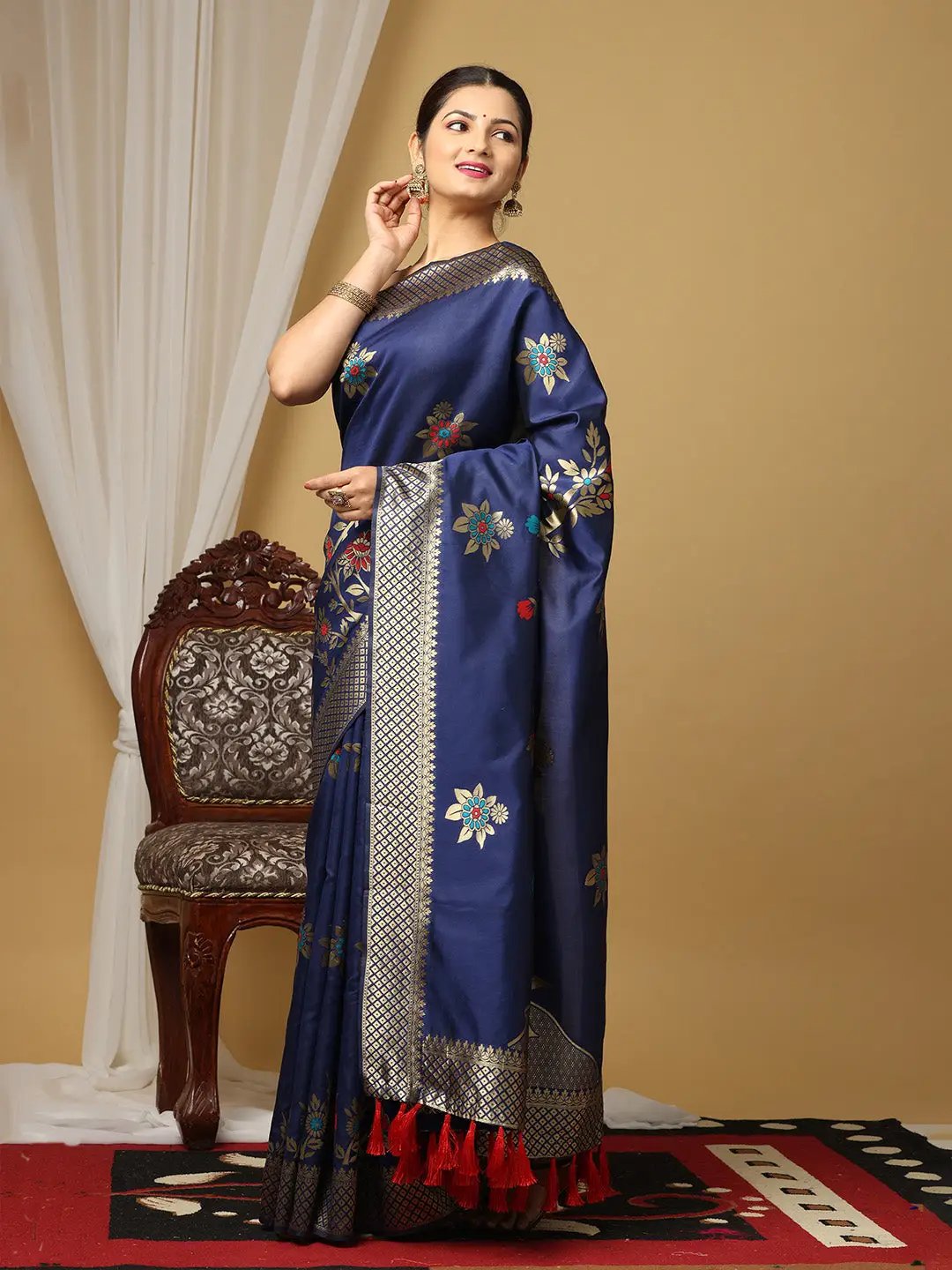 Banarasi Katan Silk Saree With Zari Butti
