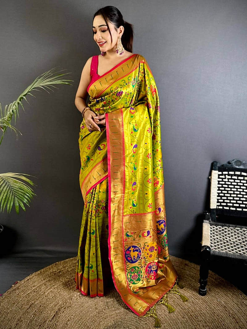 Green Patola Motif Soft Silk Saree