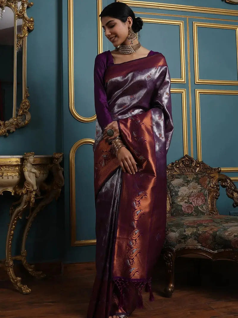 Kanjivaram Silk Saree With Zari Work