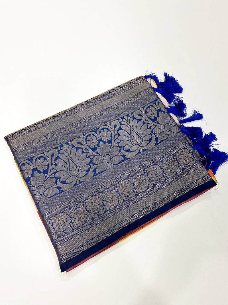 Regal Banarasi Floral Print Saree