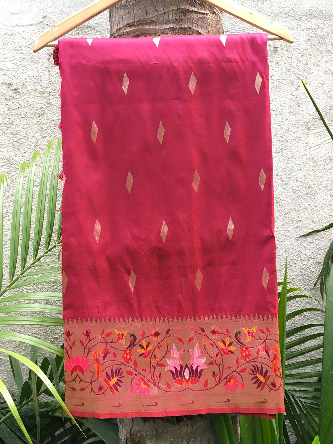 Wine Yevla Paithani Meenakari Saree