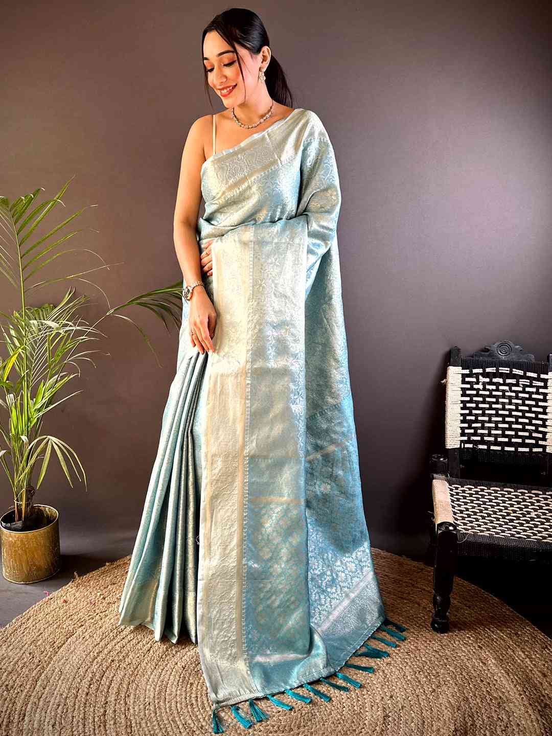 Blue Soft Kanjivaram Silk Saree