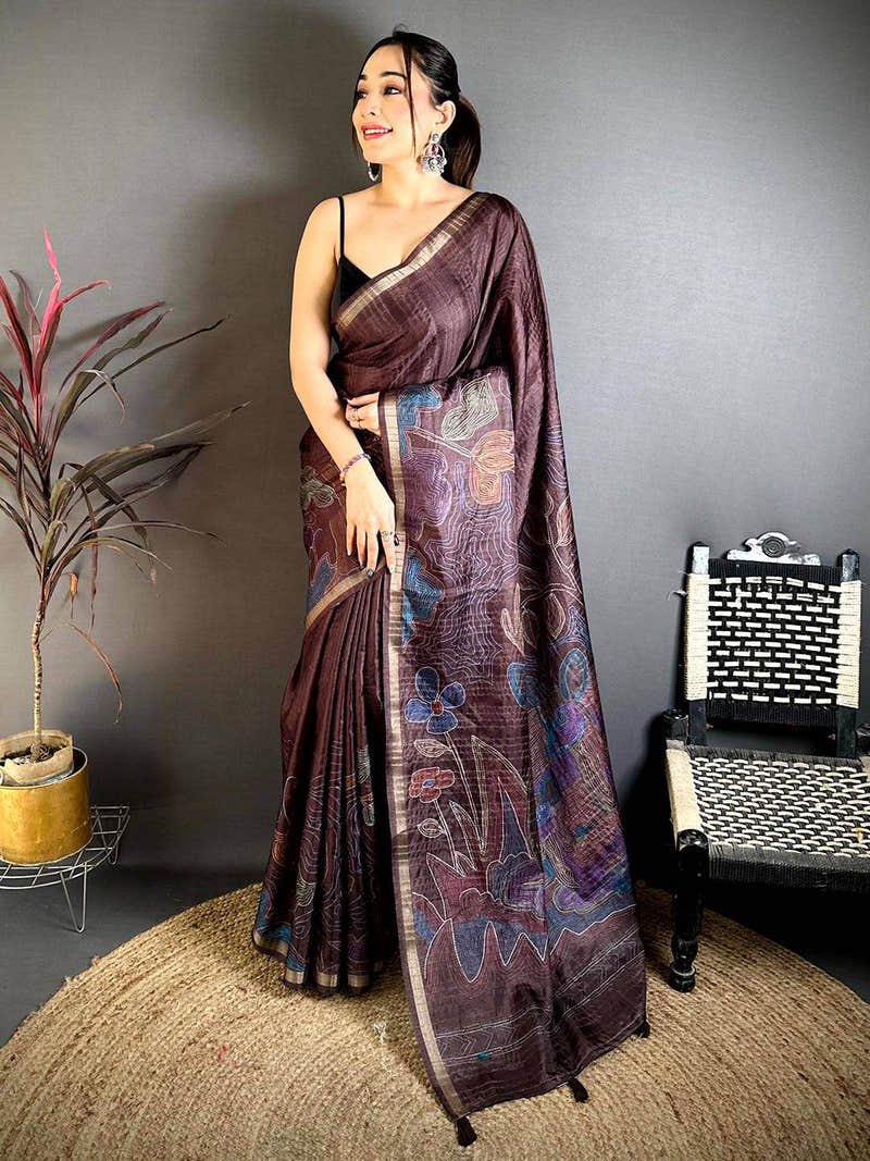 Classic Tussar Ghicha Katha Art Saree