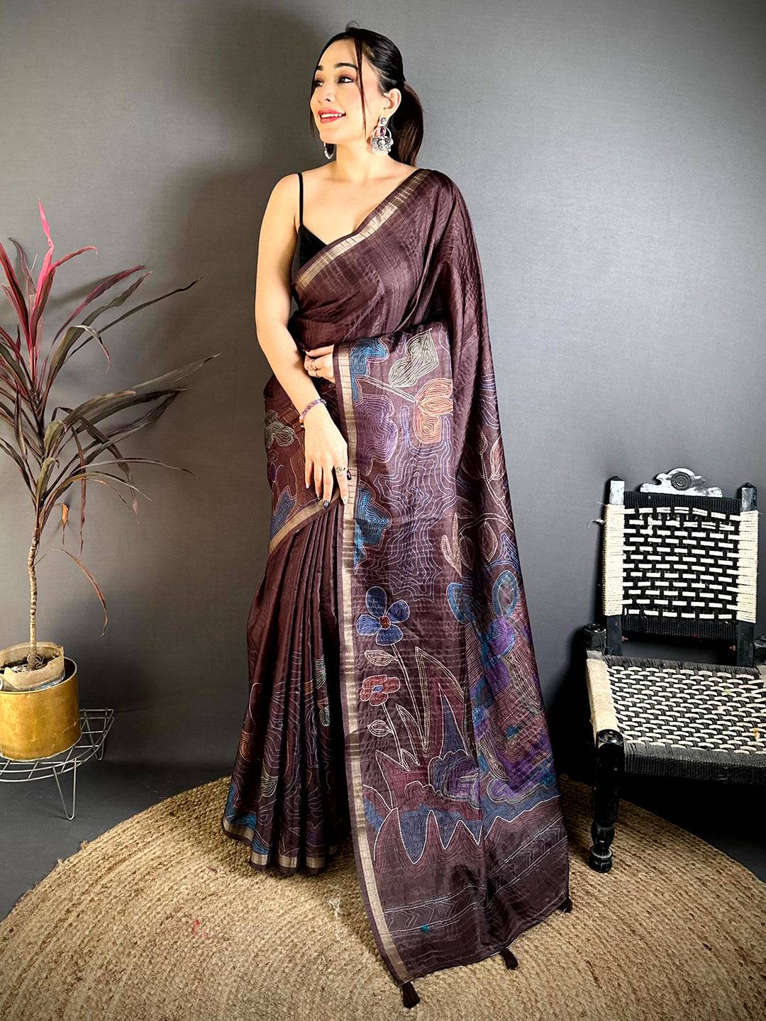 Classic Tussar Ghicha Katha Art Saree