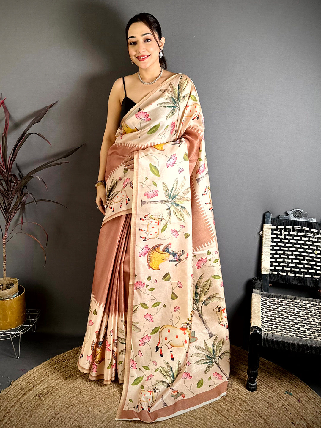 Heritage Pichwai Border Semi Tussar Saree