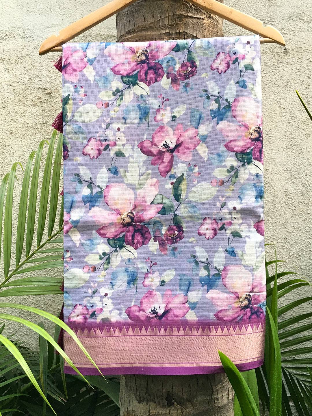 Heather Kota Flower Digital Print Saree on hanger