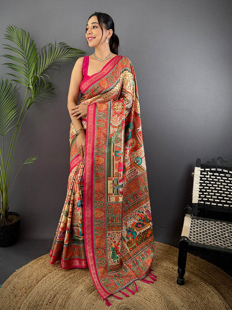 Soft Silk Pashmina Kashmiri Print Saree