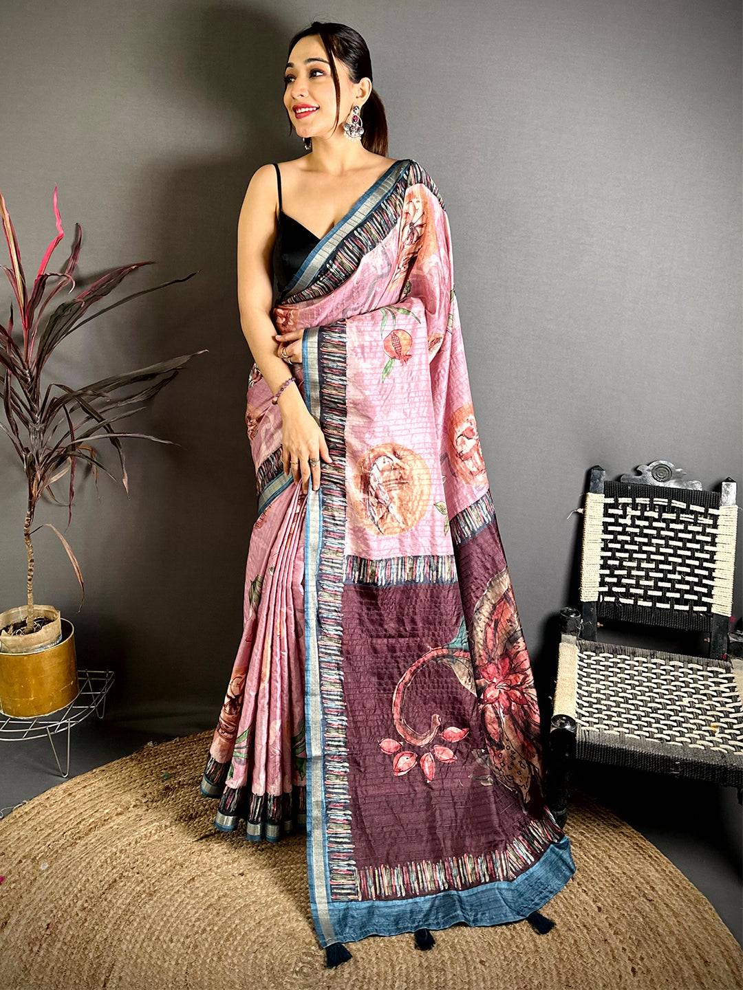 Regal Soft Tussar Kalamkari Saree