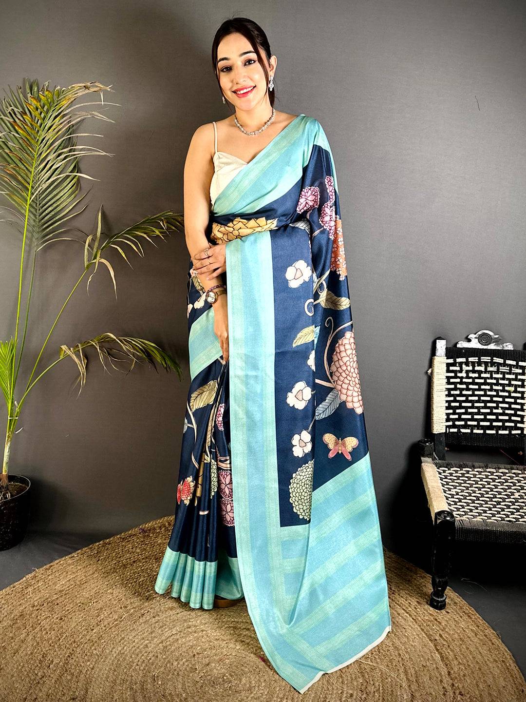 Classic Tussar Silk Gadwal Border Saree