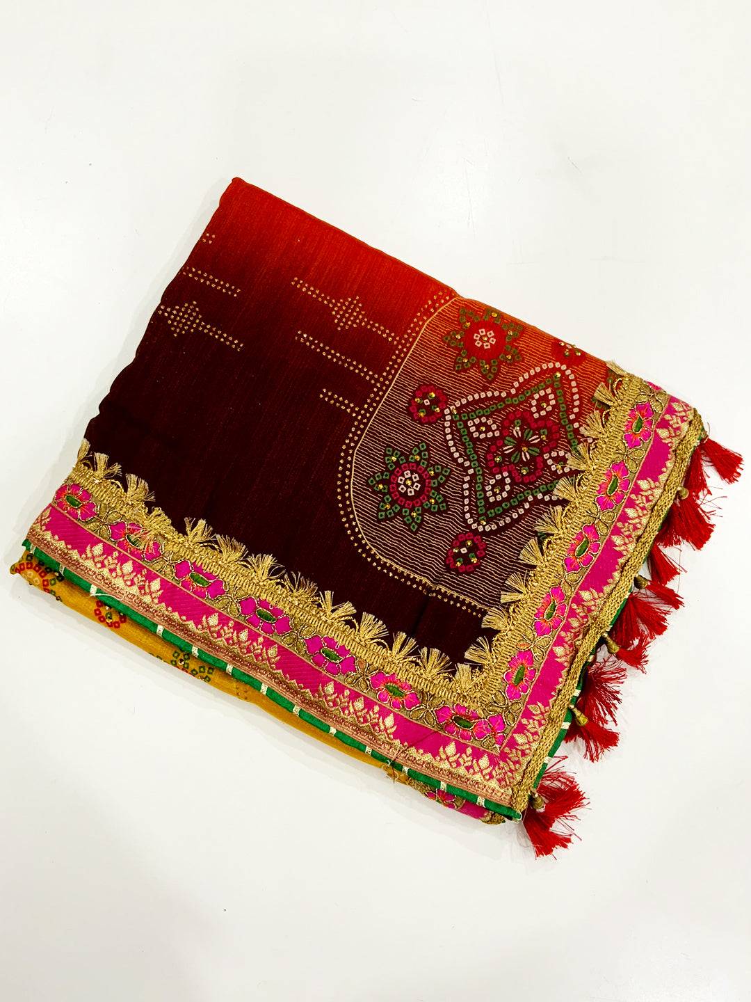 Heritage Chinnon Chiffon Bandhej Saree