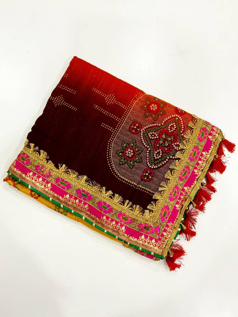Heritage Chinnon Chiffon Bandhej Saree