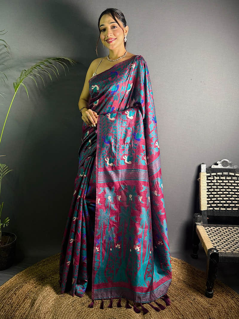 Stylish Dhakai Jamdani Light Weight Cotton Silk Saree