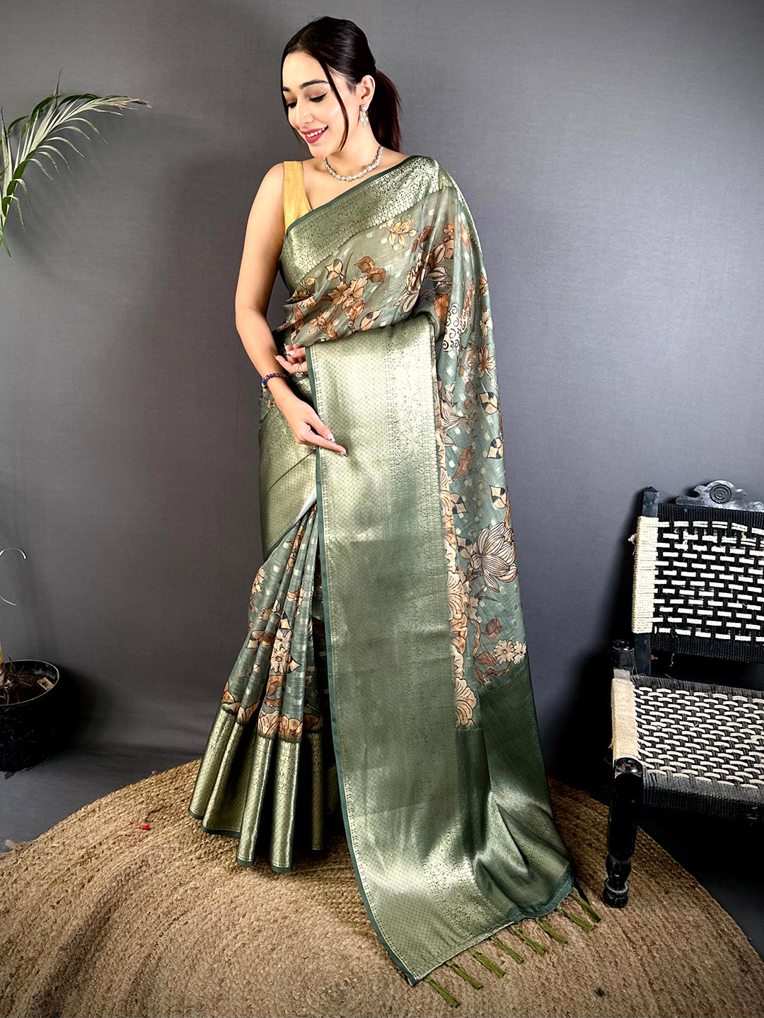 Royal Kota Doriya Kalamkari Printed Saree