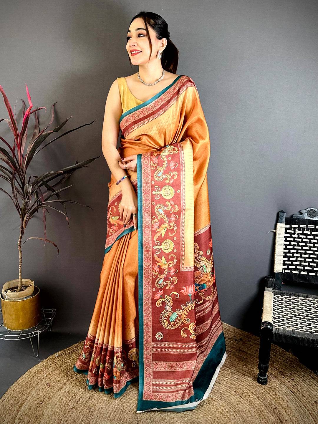 Classic Tanjore Peacock Border Saree