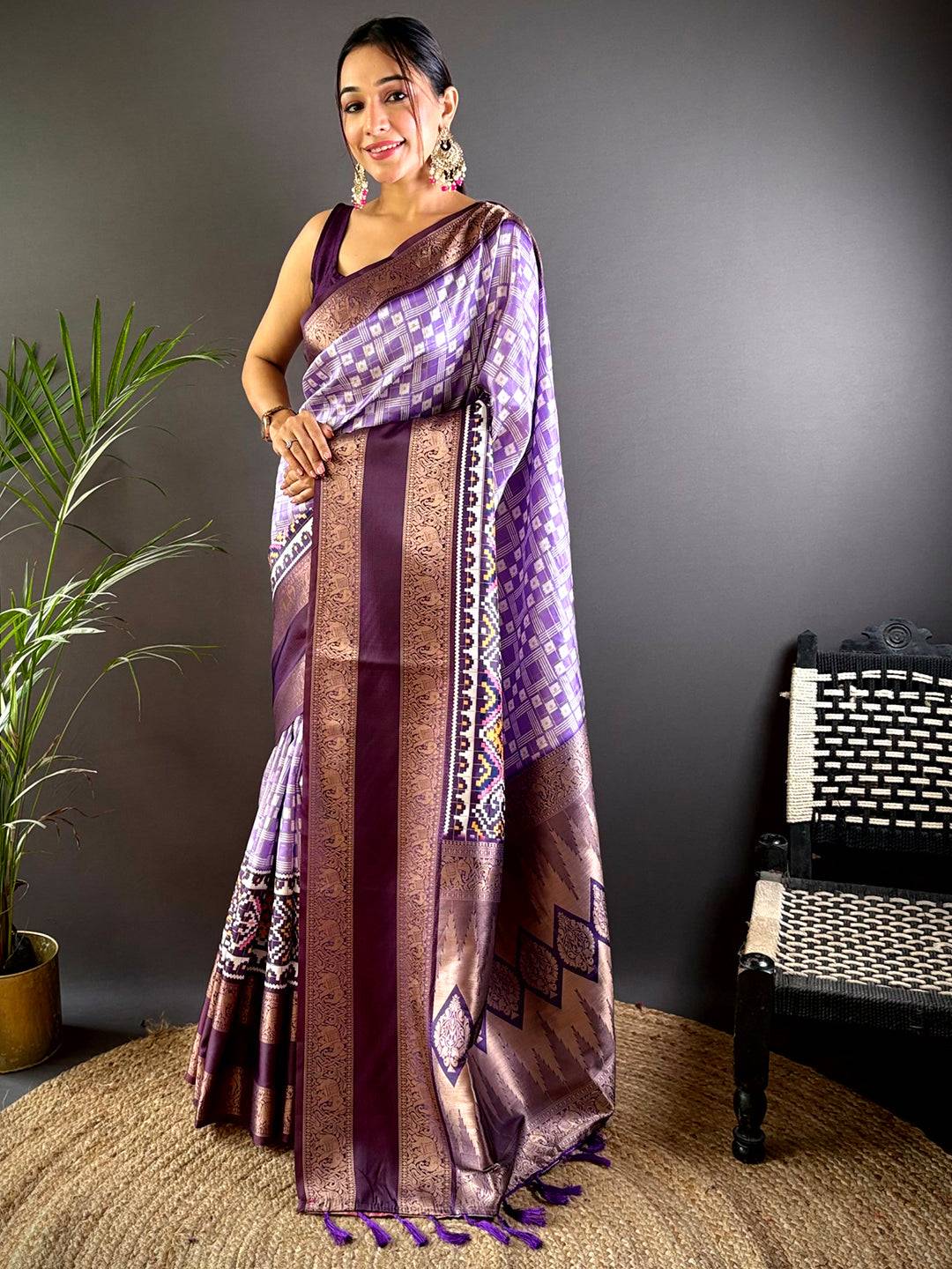 Purple Patola Silk Zari Saree