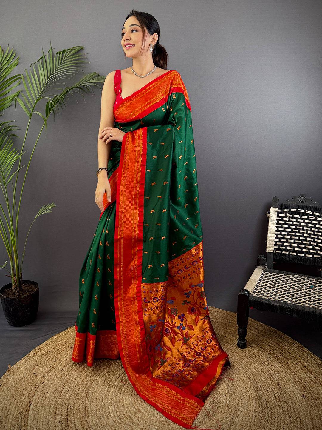 Green Soft Silk Paithani Saree