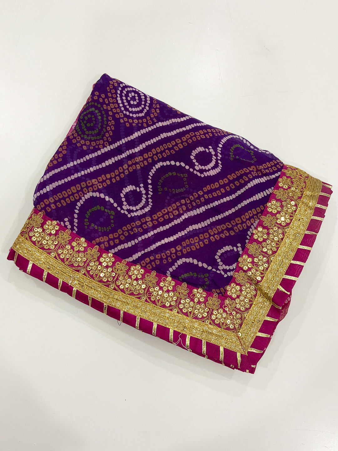Majestic Chinnon Bandhej Print Saree