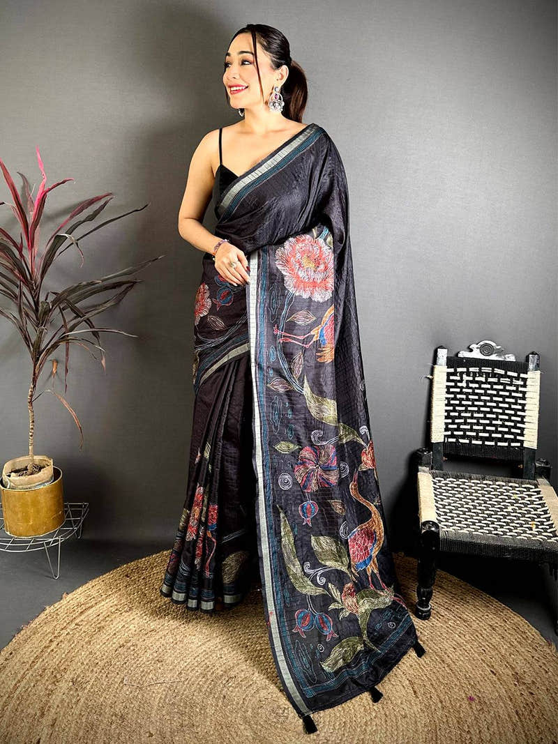 Royal Soft Tussar Ghicha Katha Saree