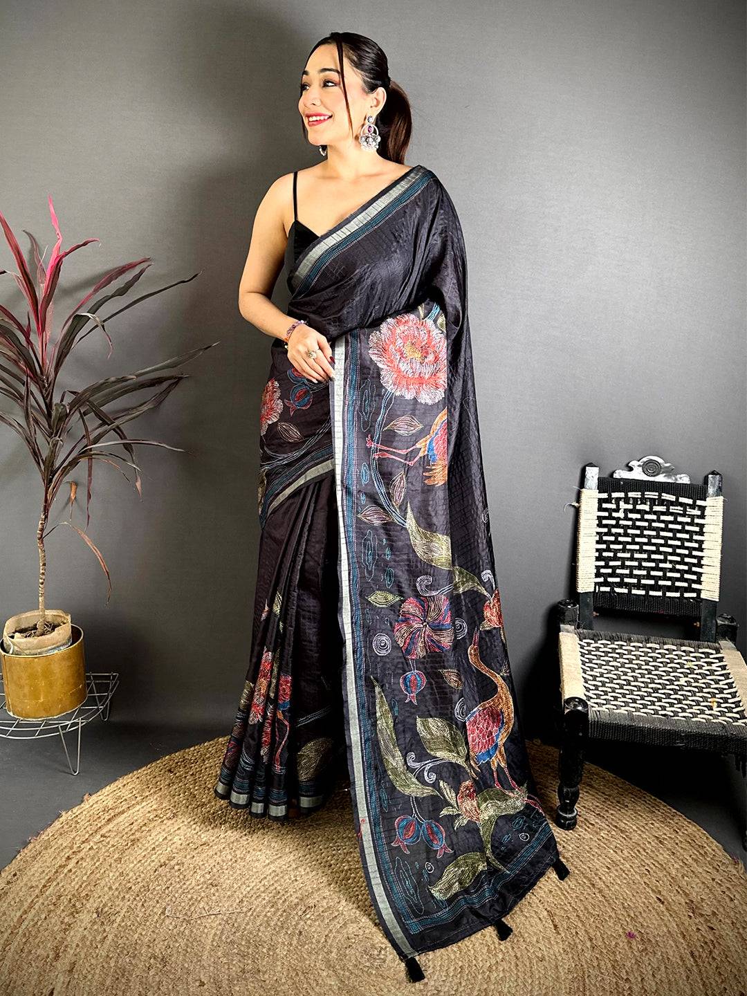 Royal Soft Tussar Ghicha Katha Saree