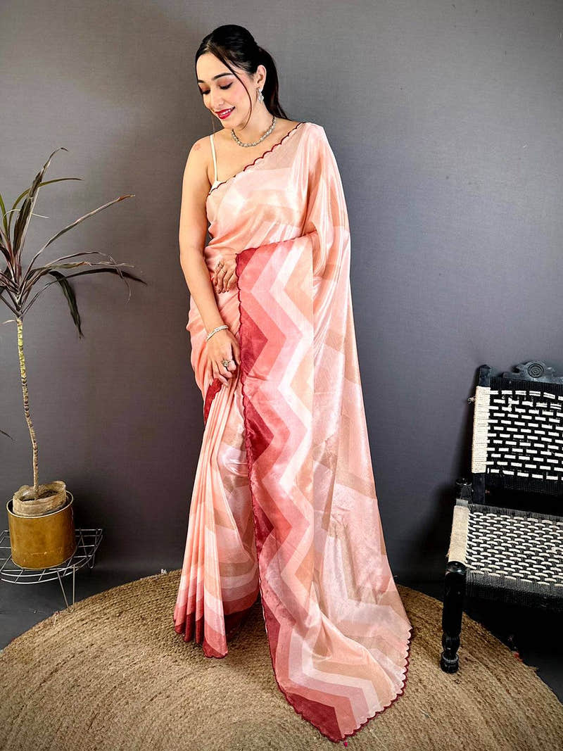 Radiant Ombre Zigzag Chinnon Chiffon Saree