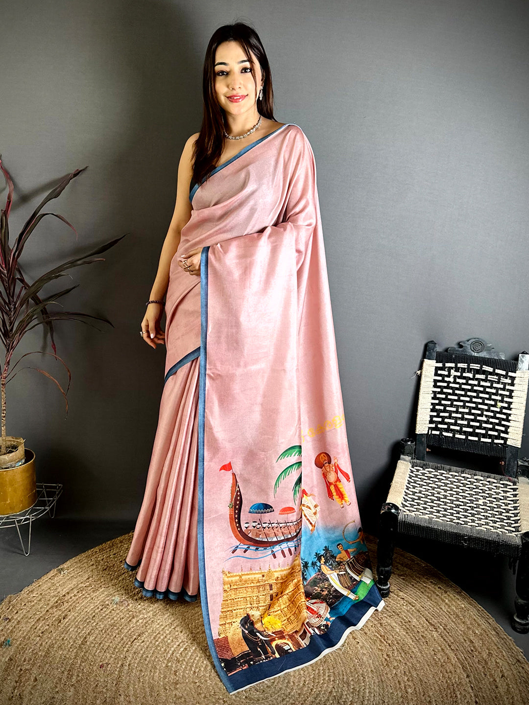Heritage Kerala Print Tussar Saree